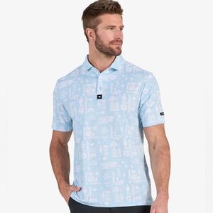 Bad Birdie Dry Heat Men’s Golf Polo, BBMP001-643A Size 2XL Cool Blue All Over